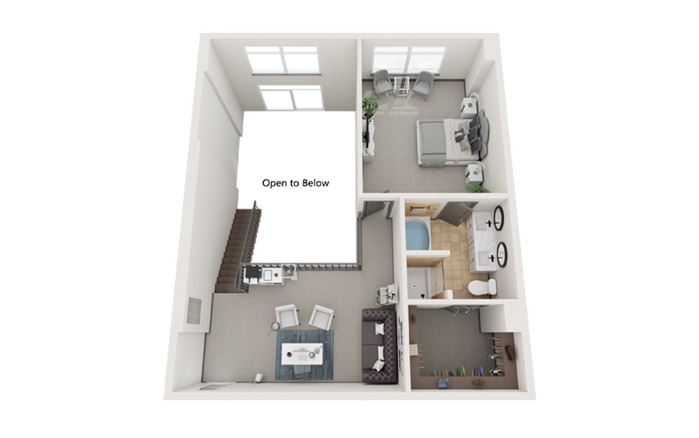 PH1 - 2 bedroom floorplan layout with 2 baths and 1757 square feet. (Modernized Floor 2)