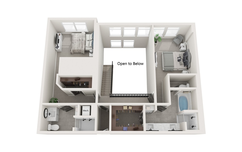 PH3 - 2 bedroom floorplan layout with 2.5 baths and 2214 square feet. (Floor 2)