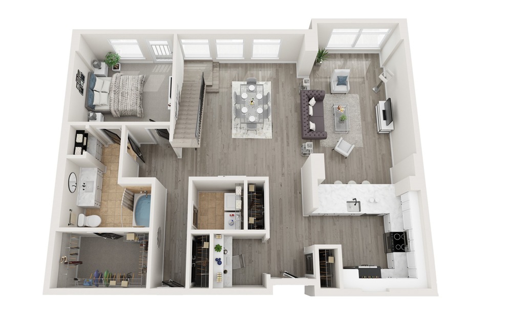 PH5 - 2 bedroom floorplan layout with 2 baths and 2314 square feet. (Modernized)