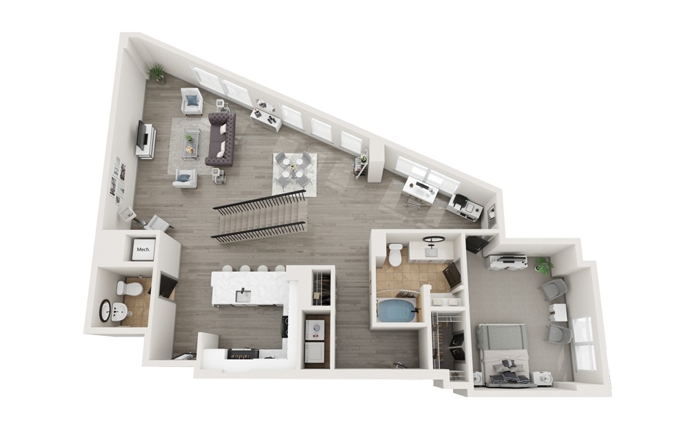PH9 - 2 bedroom floorplan layout with 2.5 baths and 2419 square feet. (Modernized)