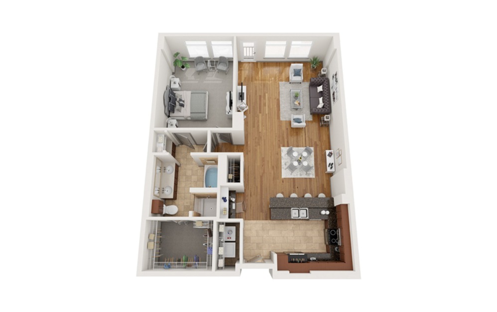 Ab - 1 bedroom floorplan layout with 1 bath and 1160 square feet. (Classic)