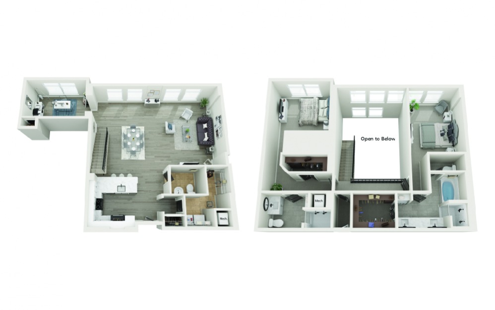 PH3 - 2 bedroom floorplan layout with 2.5 baths and 2214 square feet. (New)