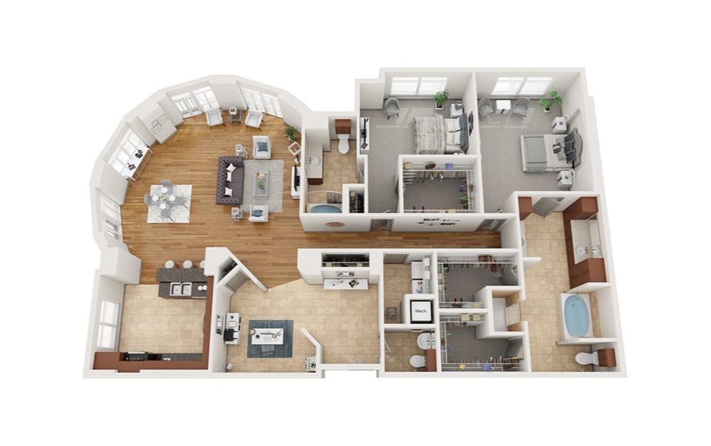 M - 2 bedroom floorplan layout with 2.5 baths and 2450 square feet. (Classic)