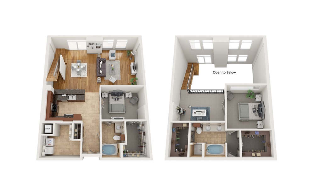 PH4 - 2 bedroom floorplan layout with 2 baths and 1887 square feet. (Classic)